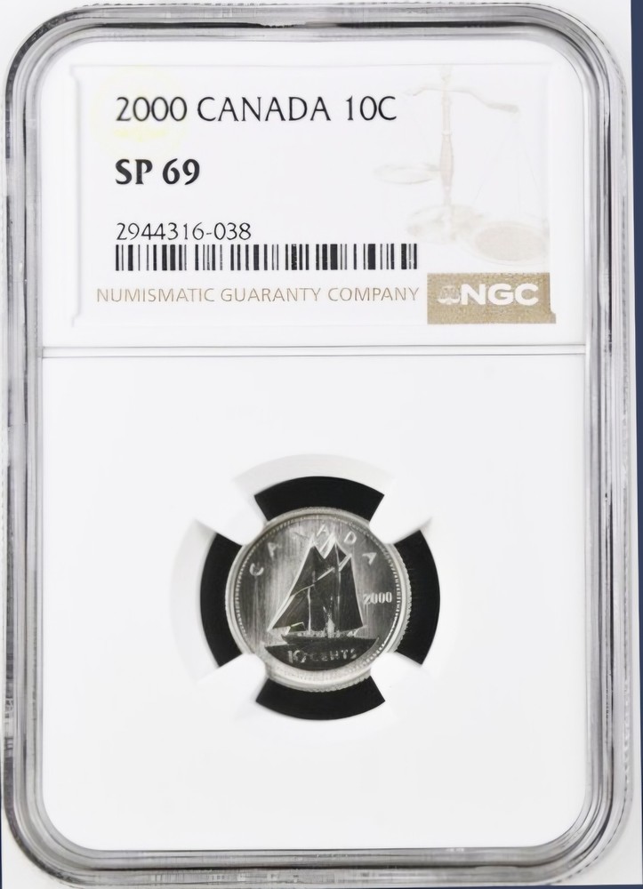 TOP POP 2000 Canada 10 Cent Sail Boat Specimen NGC SP 69