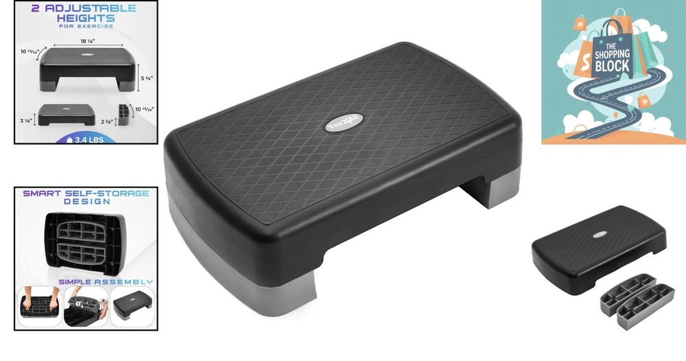 18.9" Adjustable Plastic Aerobic Step Platform with 2 Risers, Grey
