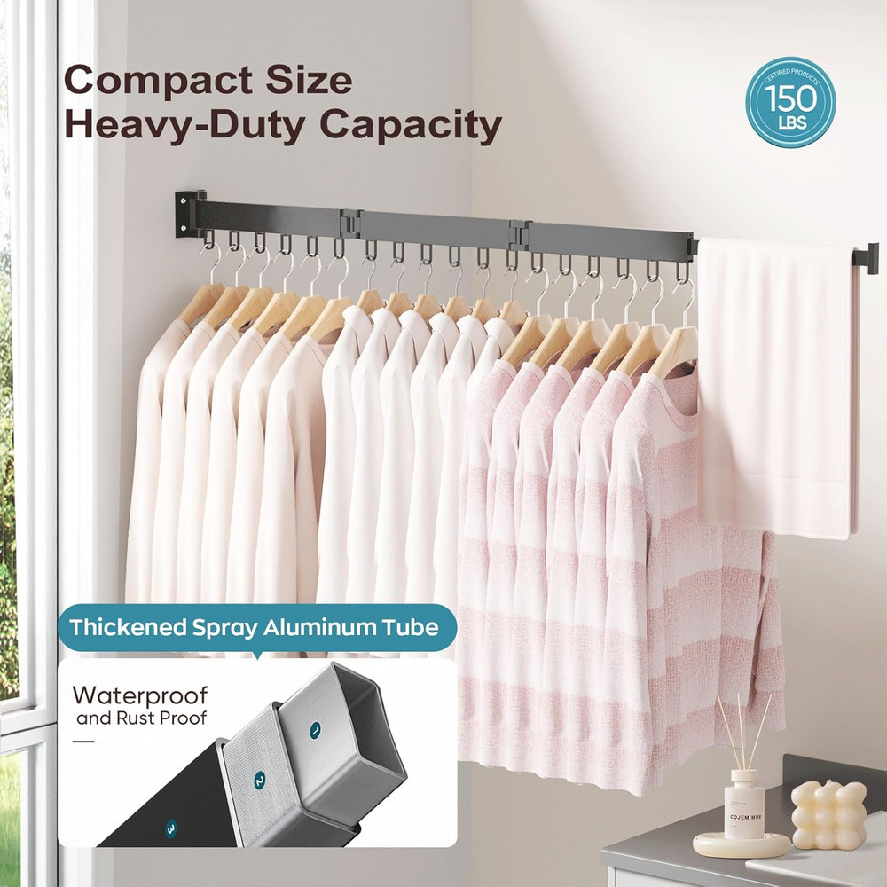 Clothes Drying Rack Wall Mounted, Laundry Drying Rack Collapsible, Space Saving