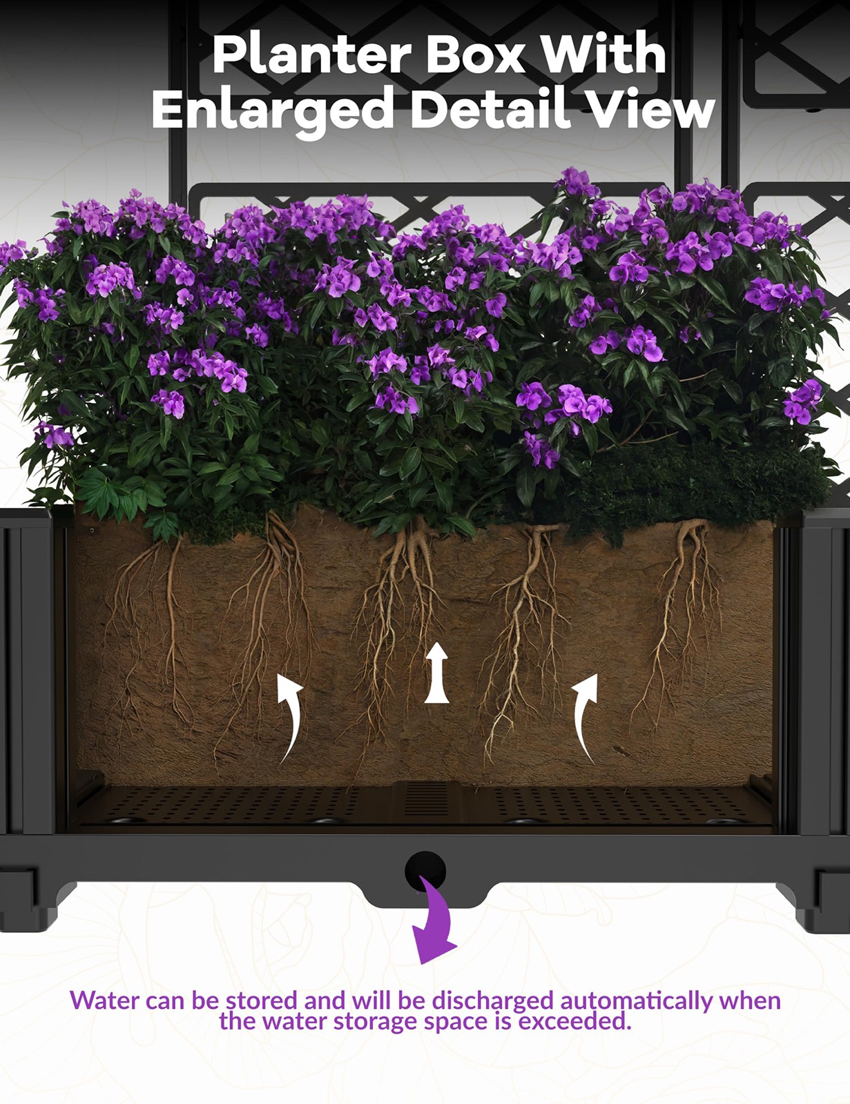 4PCS/Set Planter Box with Trellis Raised Garden Bed for Climbing Plants 63"Tall