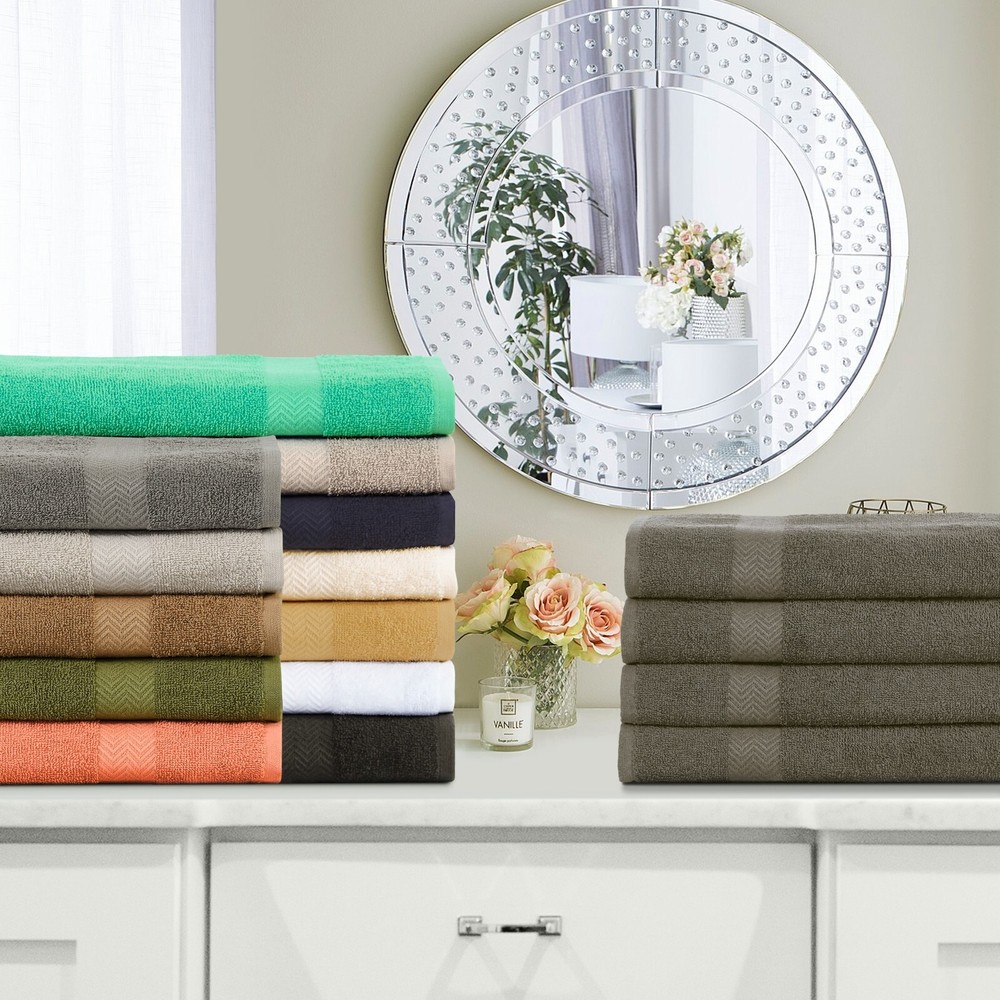 4 Piece Bath Towel Set Cotton Solid Eco Friendly Soft Absorbent Bathroom Towels