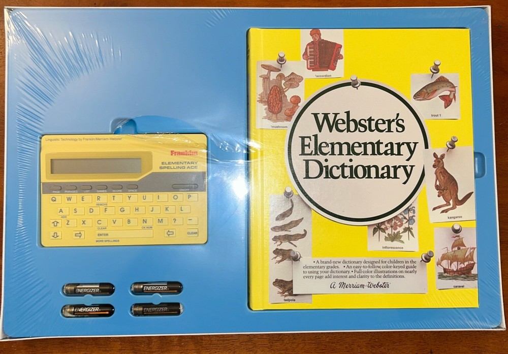 Franklin Elementary Spelling Ace ES90 1989 + Webster Dictionary 1986 NEW SEALED