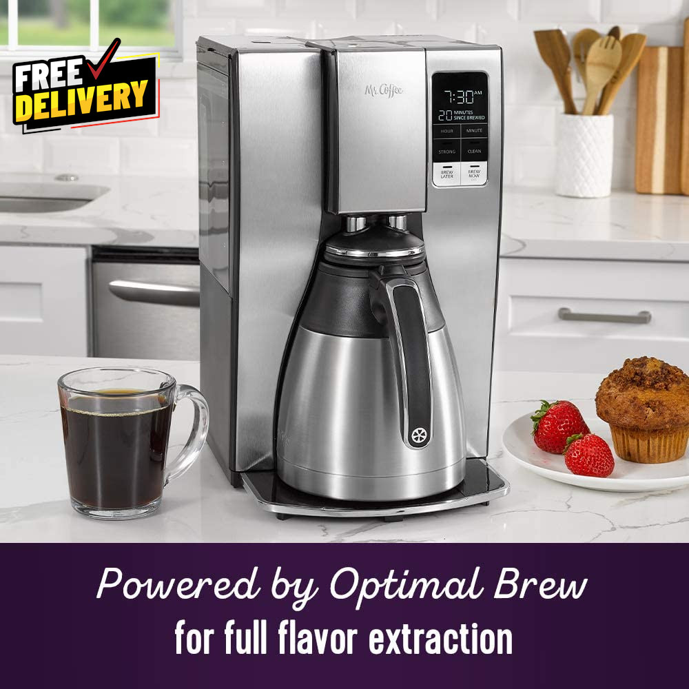 10Cup Programmable Coffee Maker Insulated Thermal Carafe Brew Strength Selection