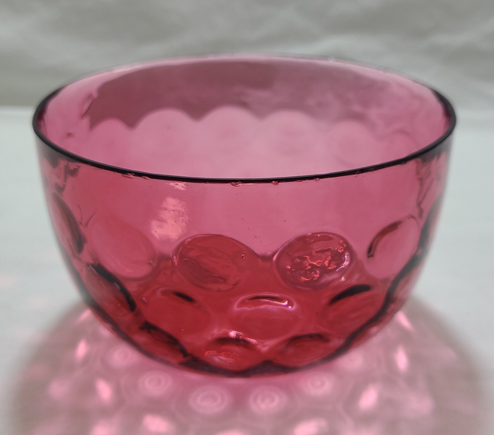 Antique Webster Silverplate Cranberry Thumbprint Glass Candy Dish Lid Victorian