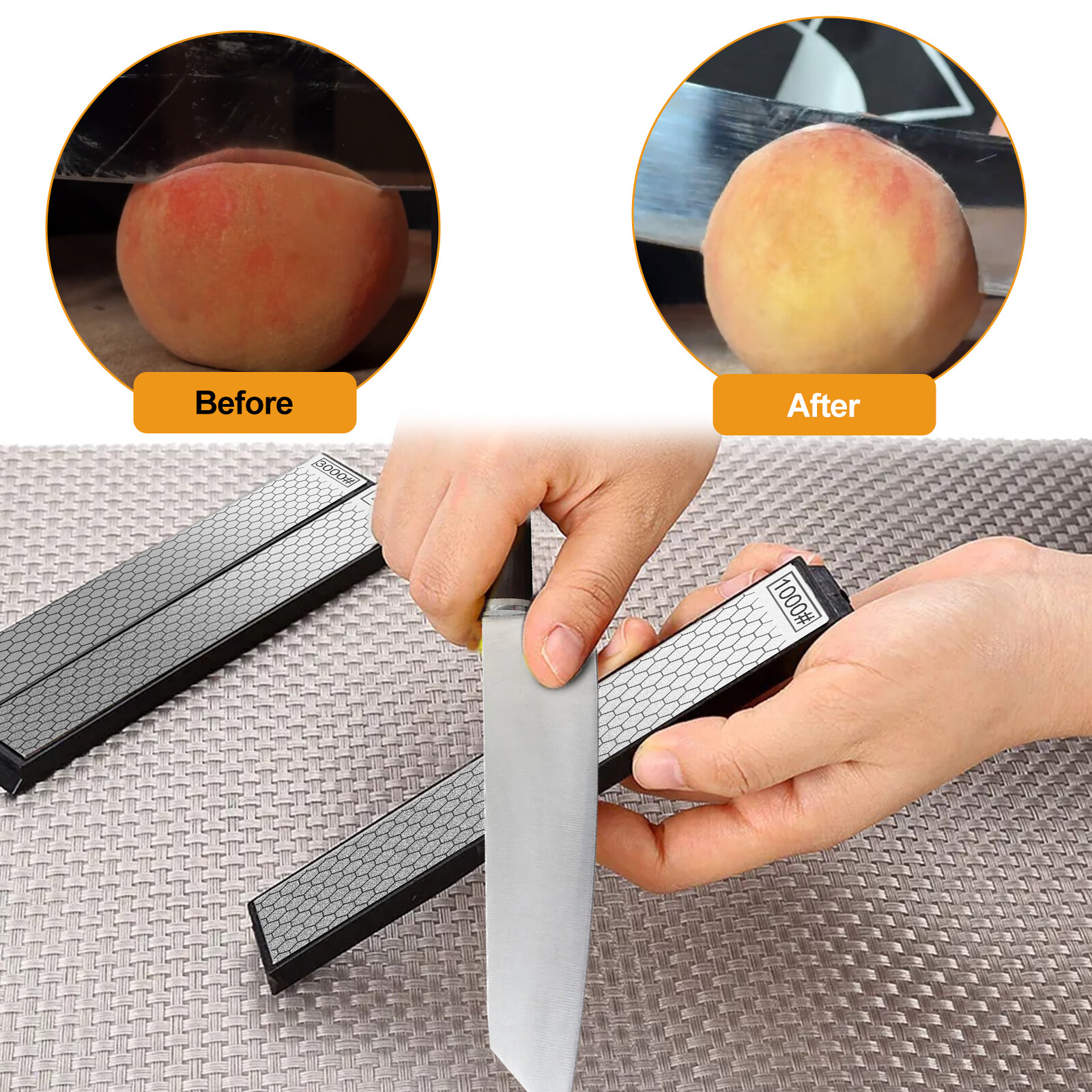 4PCS Diamond Sharpening Stone Set 400 600 1000 3000Grit Knife Chisel Sharpener