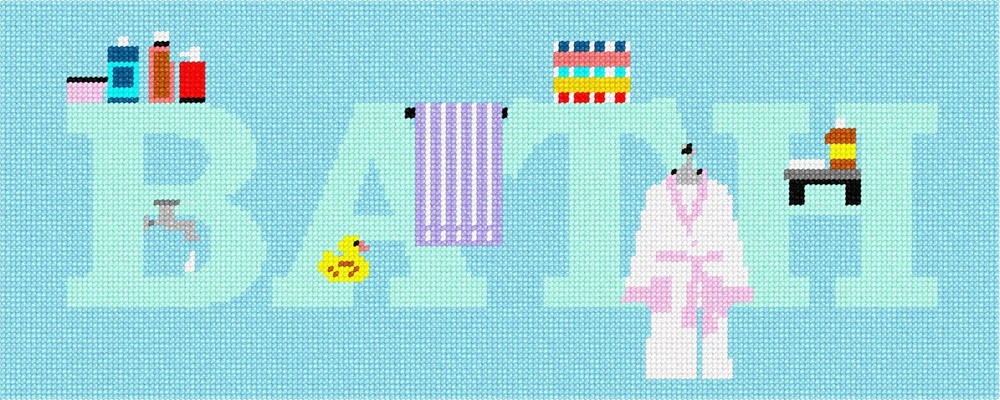 Bath Word Needlepoint Kit or Canvas (Home)