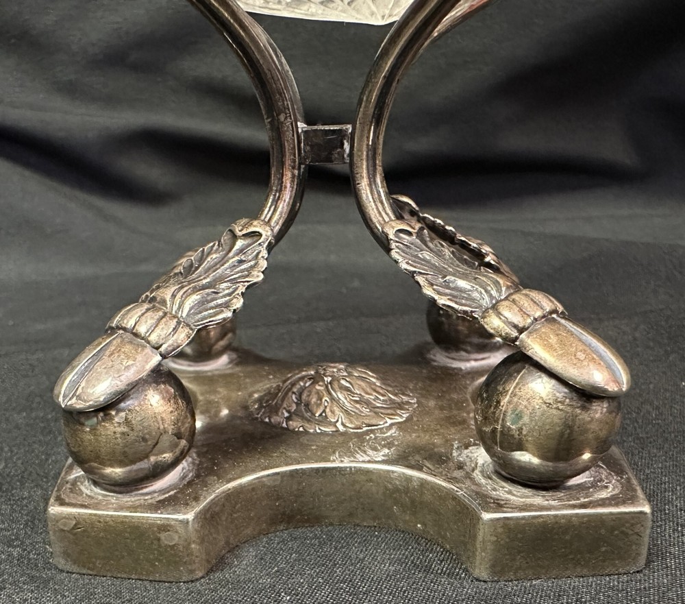 Antique Sterling Silver Compote Cut Crystal Insert