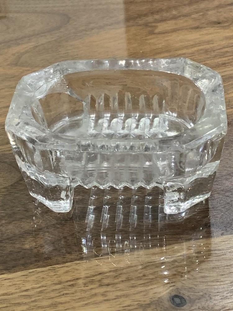 Antique EAPG Master Salt Dip Cellar Octagon Clear Pressed Glass Footed Rectangle