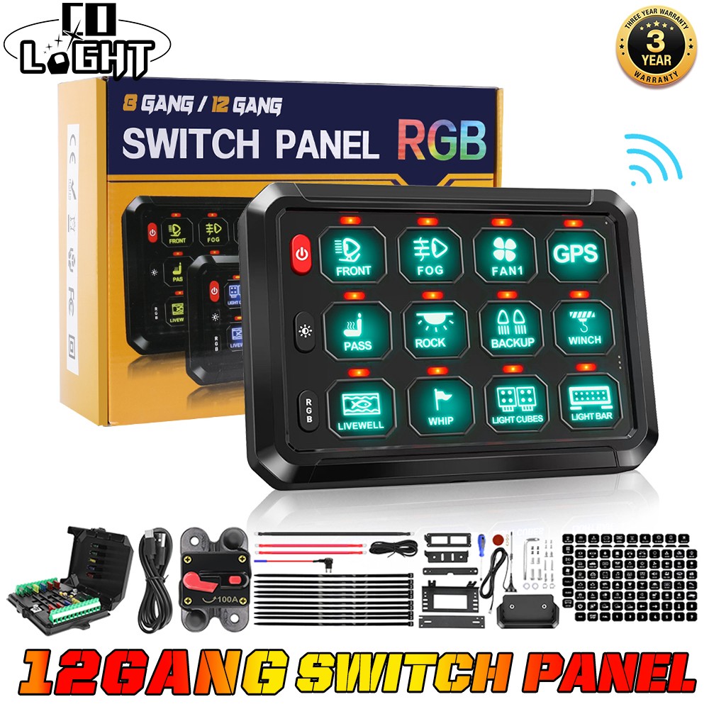 COLIGHT 12Gang APP RGB Switch Panel System LED Light Bar Electronic Relay System