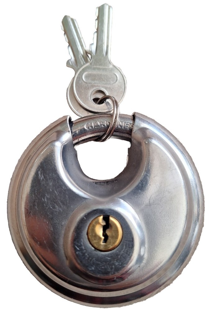 2 Round Storage/Multiuse Padlock StainlessSteel Disc Keyed Lock Waterproof 2.75"