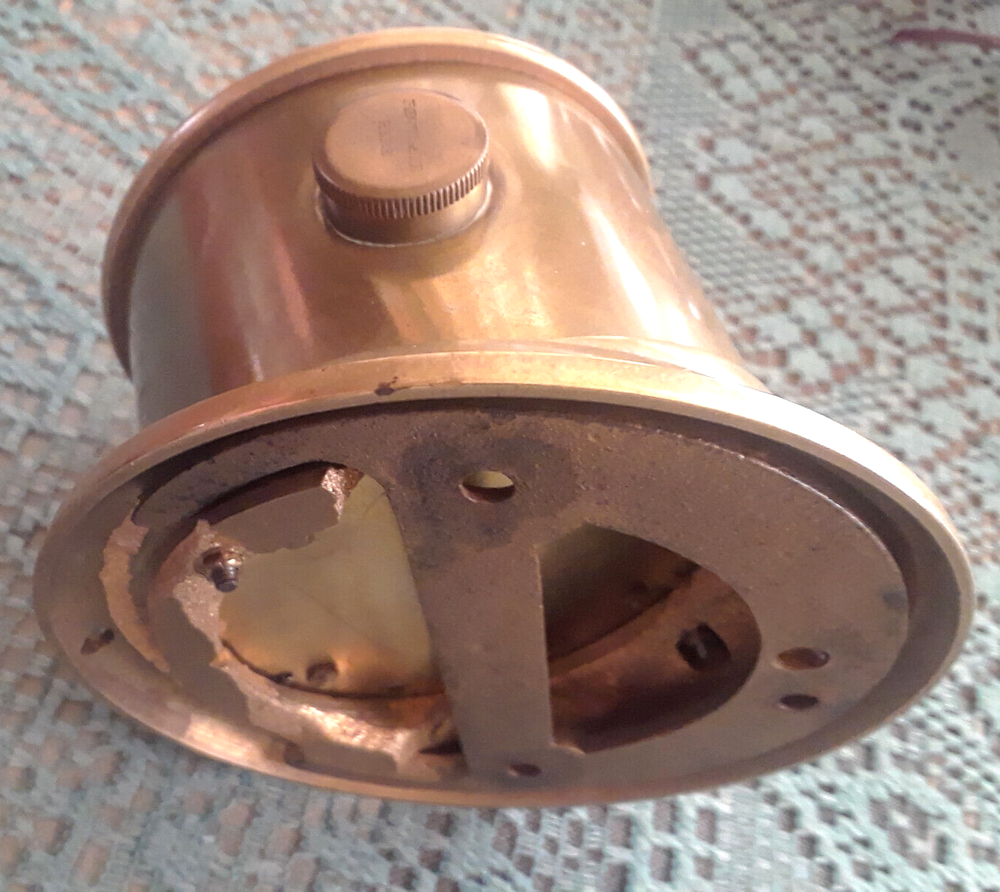 VTG ANTQ Solid Brass Maritime Ship Bulkhead Mech Wind Deck Clock◇XLT◇U.S., WWII?