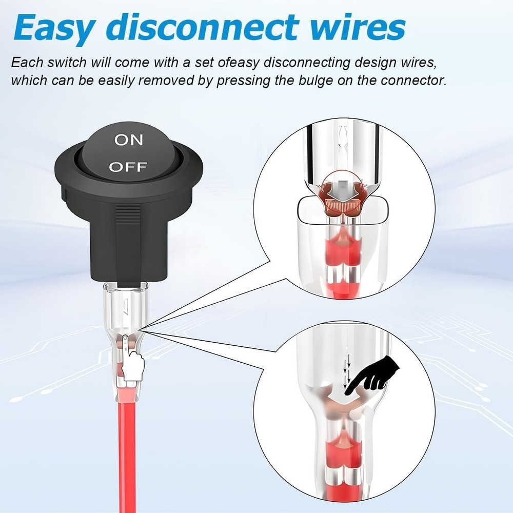 10 pack round rocker switch 12v on off 12 volt dc circle toggle switch 2 pin