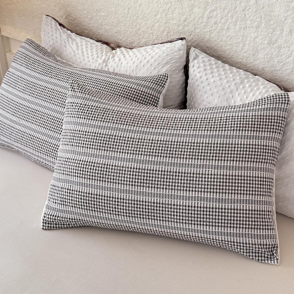 Boho Comforter Set Full Size - 3 Pieces Lightweight Jacquard Seersucker Bedding