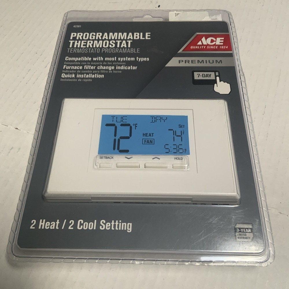ACE Thermostat Programmable Heating/Cooling Universal Compatibility 42361 NEW