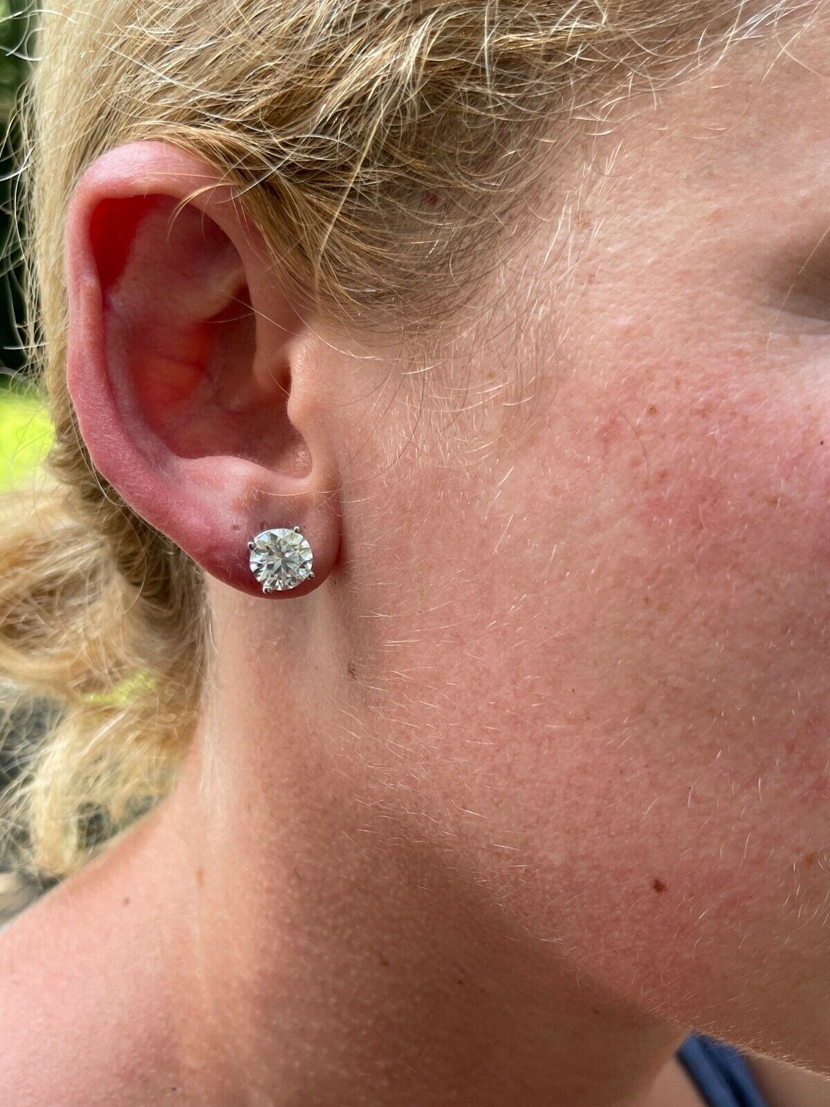 4ct TW Moissanite Screw Back Solitaire Stud Earrings - GRA Certified D VVS1 8mm