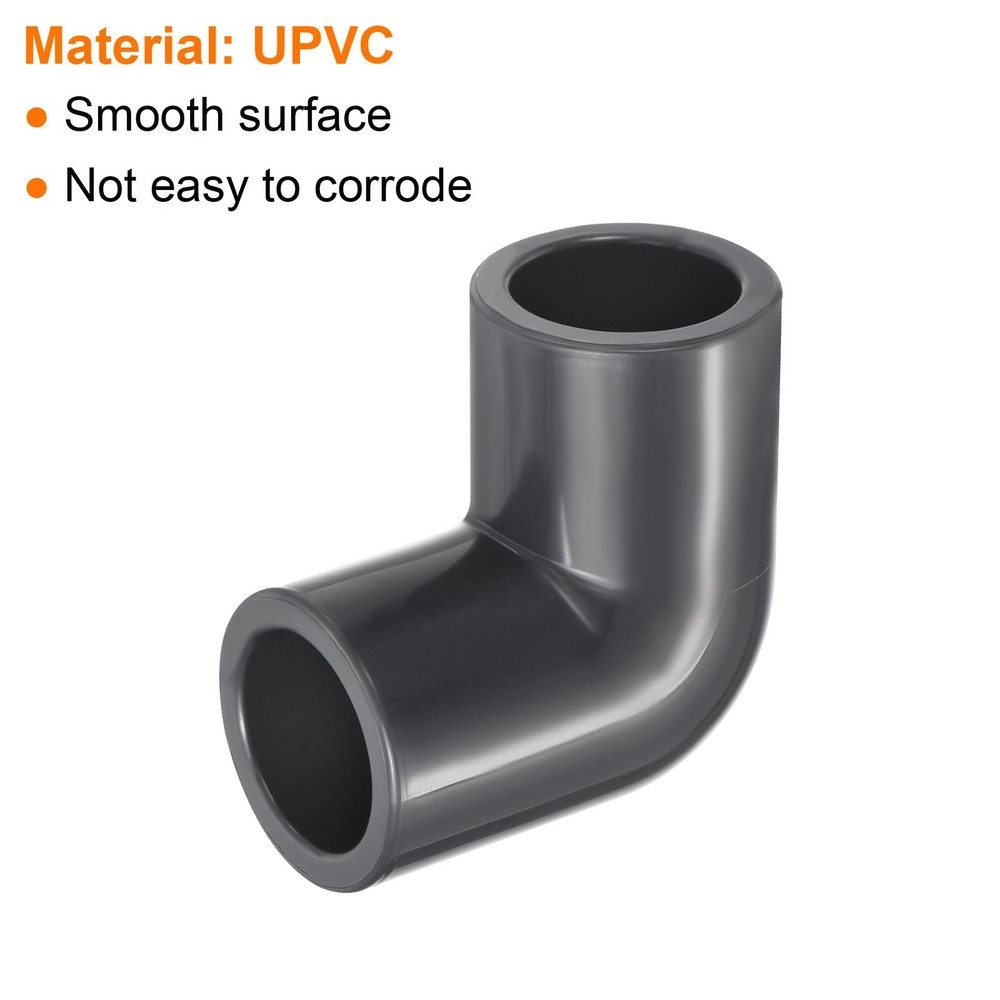 UPVC Elbow Fitting Pipe Program 80 1/2", 3pcs 90 Degree Connector, Grey