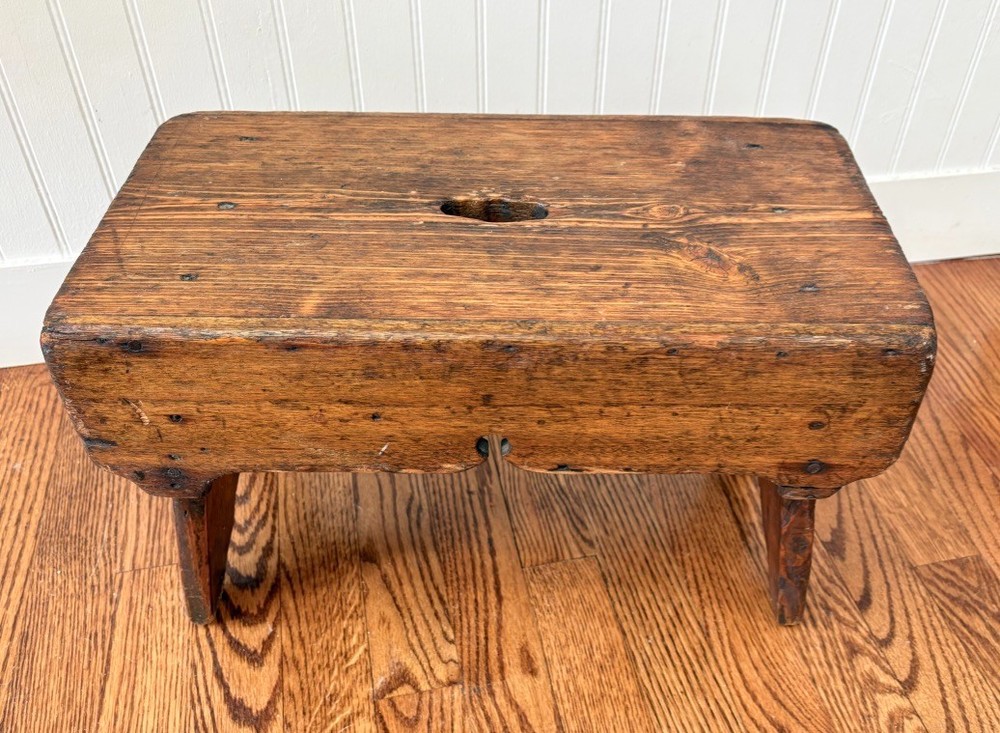 Antique French Pine Solid Wood Stool / Riser / Plant Stand 1920s