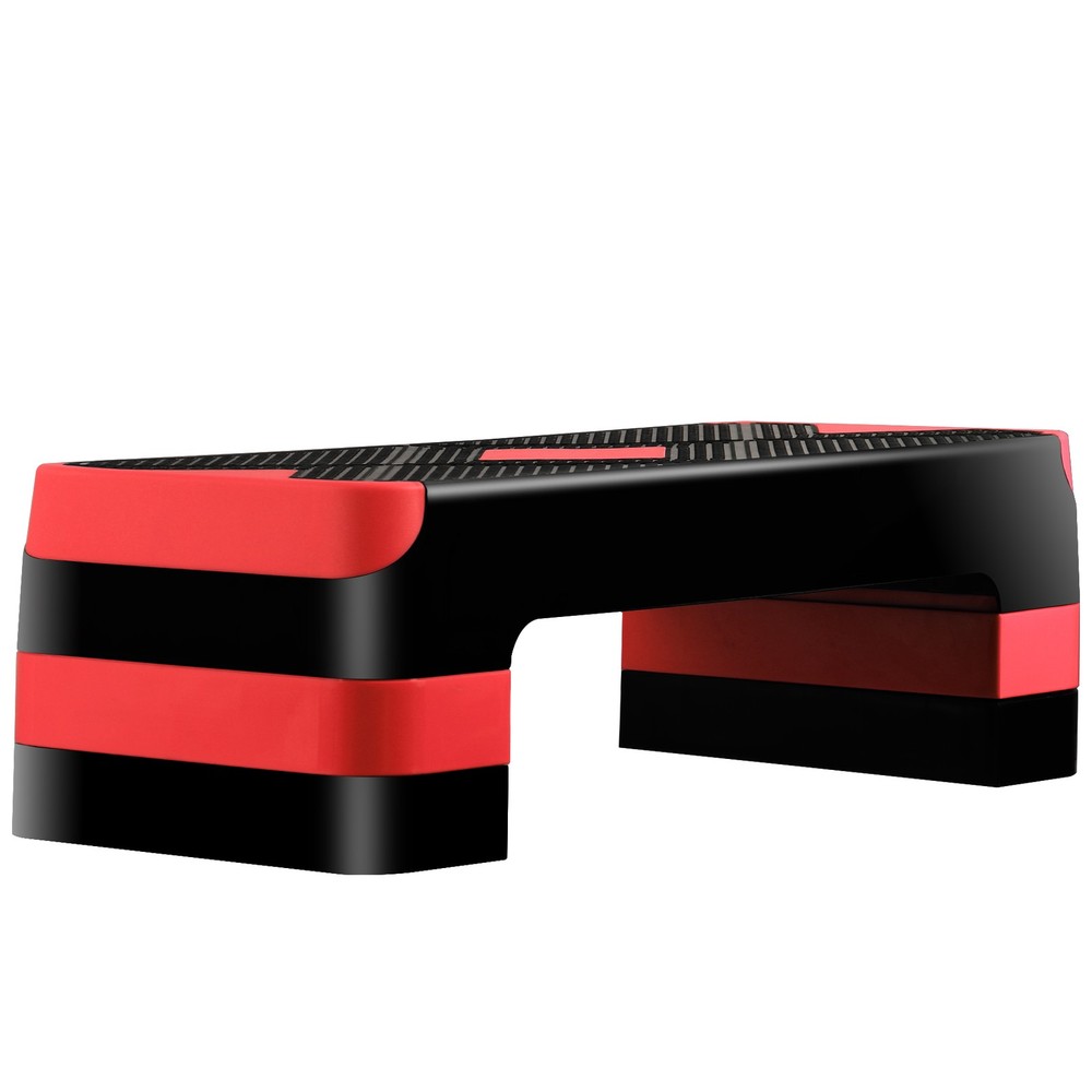 26.5" Aerobic Step Platform Adjustable Exercise Workout Stepper w/4 Risers Red
