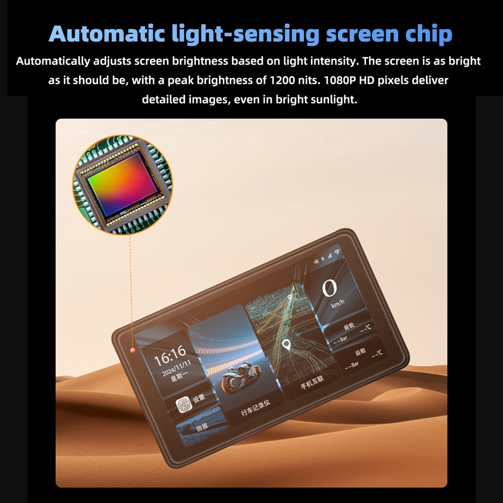 Motorcycle GPS Support Recording Dashcam 5" HD Screen Wireless Screen Mirroring