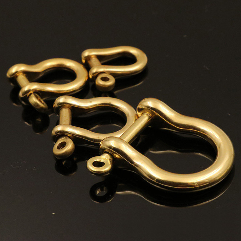5Pieces Solid Brass D-Bow Shackle Screw Pin Attach Keychain Hook Leather Craft