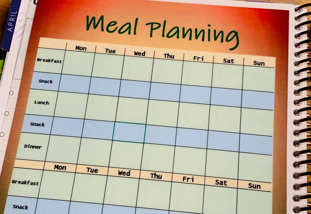 Four Week Meal Plan Two Sided Dashboard Insert for use w Erin Condren Planner