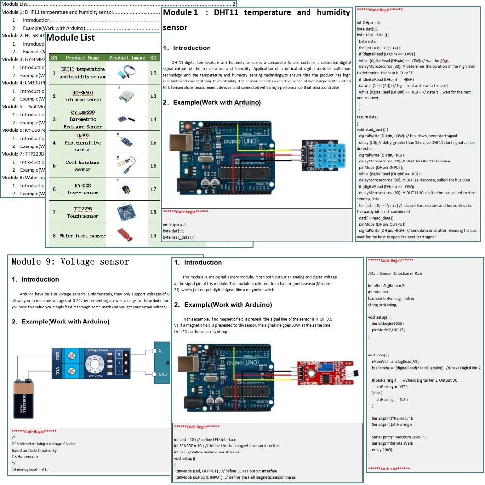 22-in-1 Sensor Module Kit for Arduino Raspberry Pi Beginner Learning Starter Set