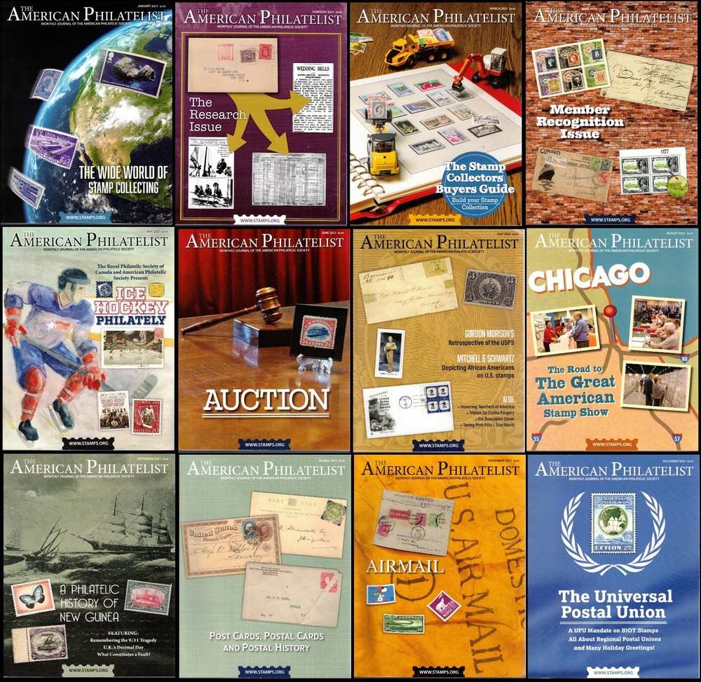 AMERICAN PHILATELIST 12 ISSUES 2021 ~ 1176 pages ~ Stamps, Covers, US, Worldwide