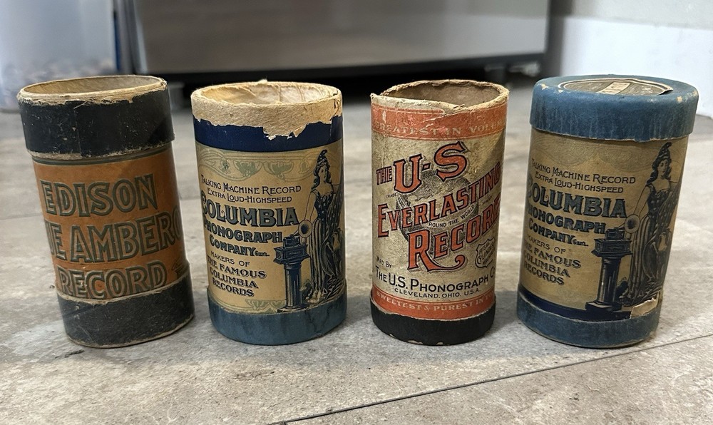 Antique Cylinder Phonograph Record Empty Boxes Tubes