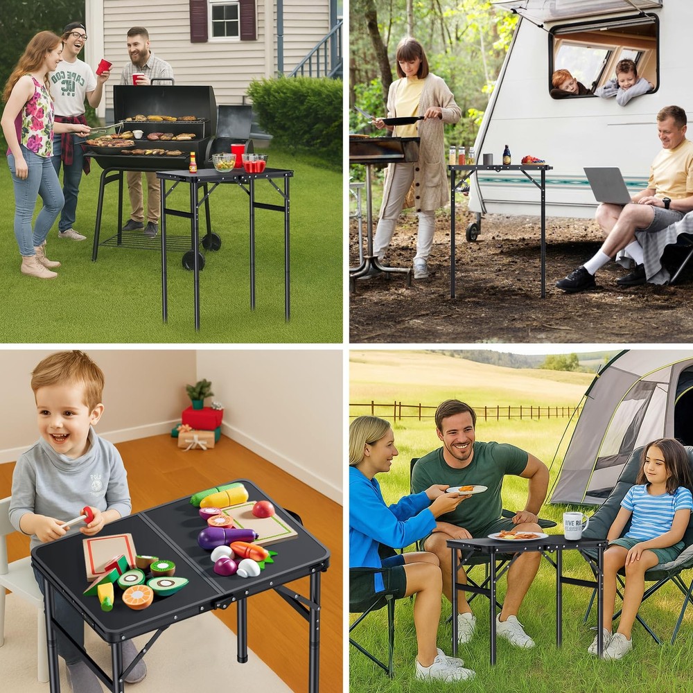 Folding Camping Table Portable Pinic Table 3 Level Height Adjustable Aluminum...