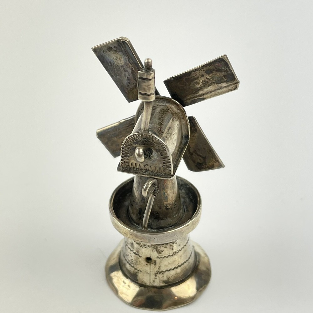 Antique Dutch Solid Silver Miniature Windmill Sword Mark Height 6cm