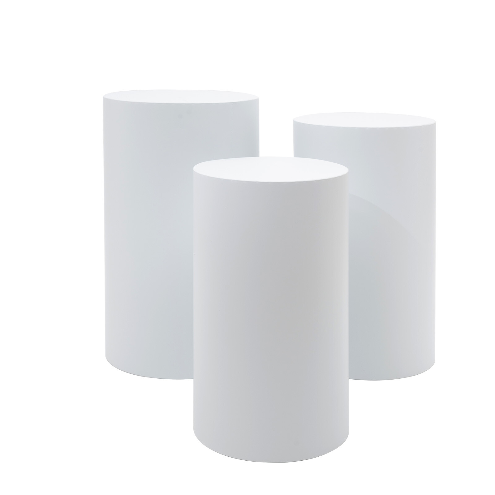 3 Pcs Round Cylinder Pedestal Stand For Wedding Party Display Stand Decor White
