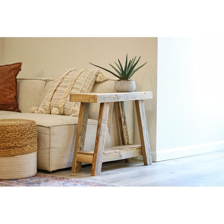 26x10x23 Aztec A Frame Side Table (Natural) Natural Farmhouse ectangular Wood