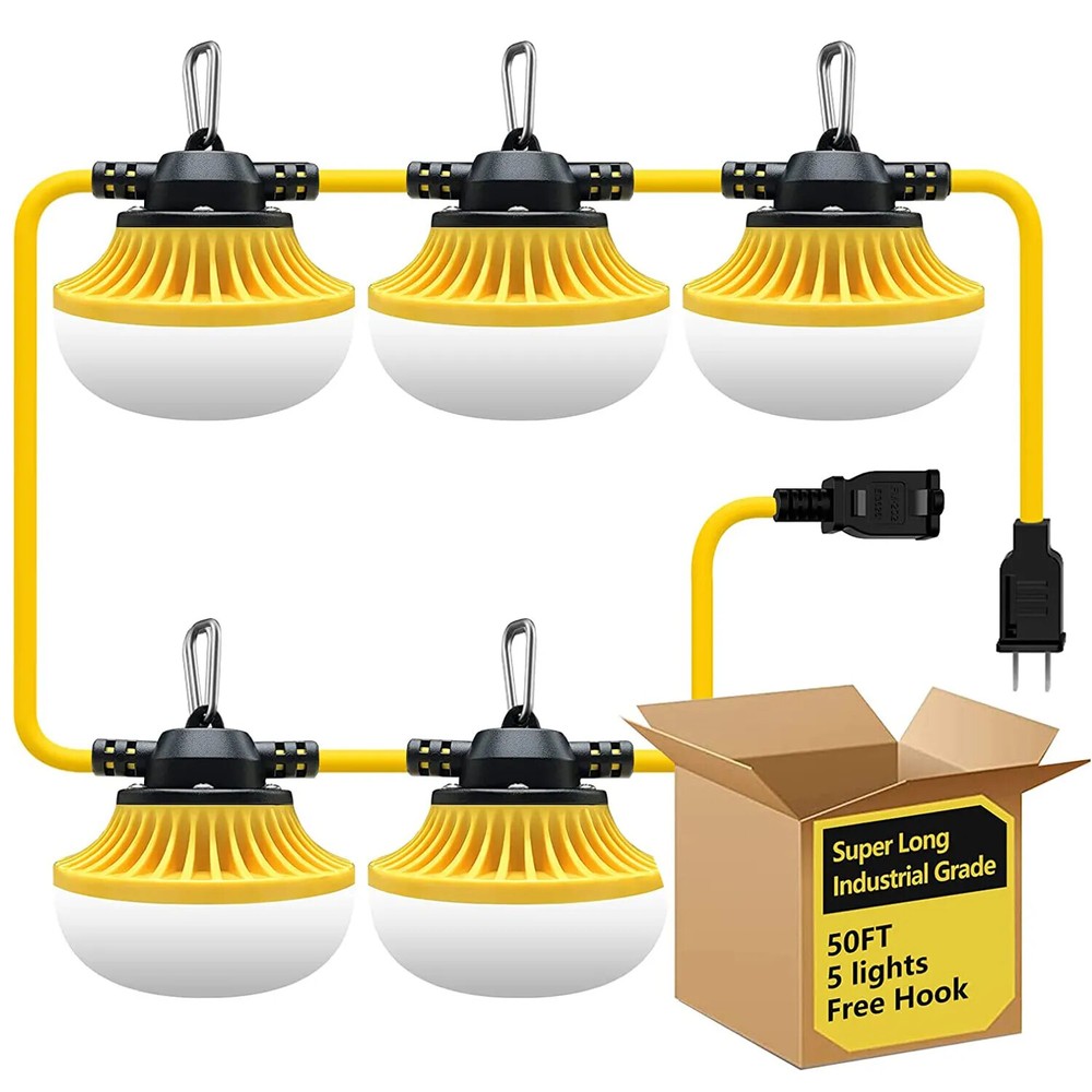 50FT Construction String Work Lights Industrial Commercial Grade Waterproof LED