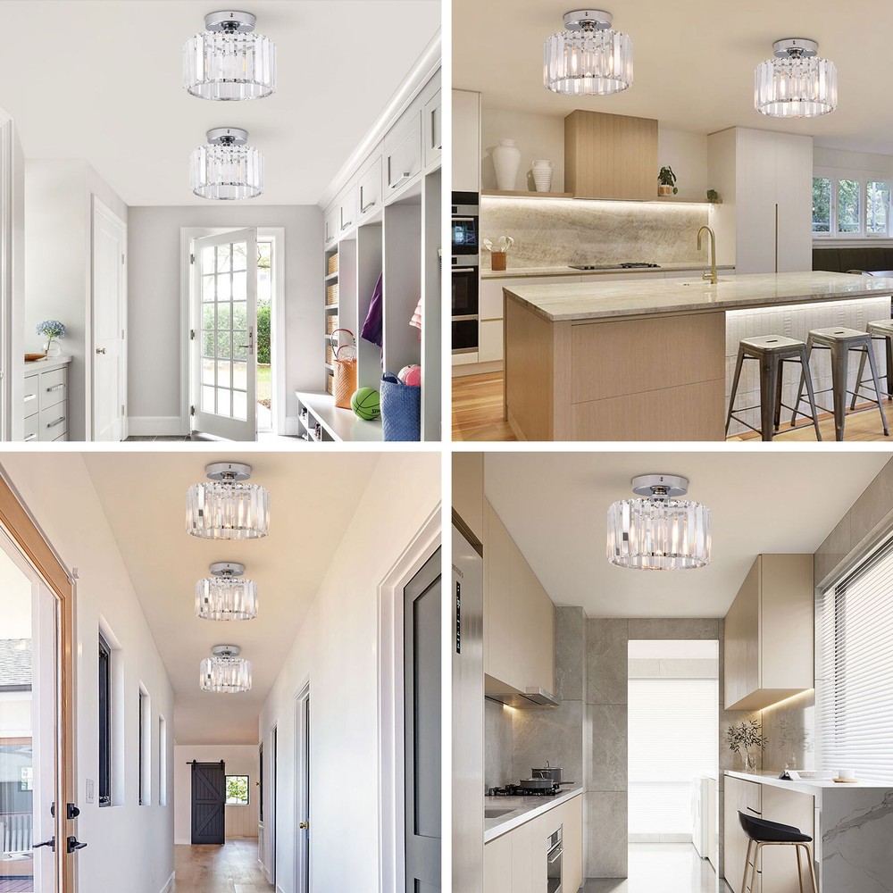 Modern Chandelier Light Crystal Ceiling Light Fixture Flush Mount Ceiling Lamp