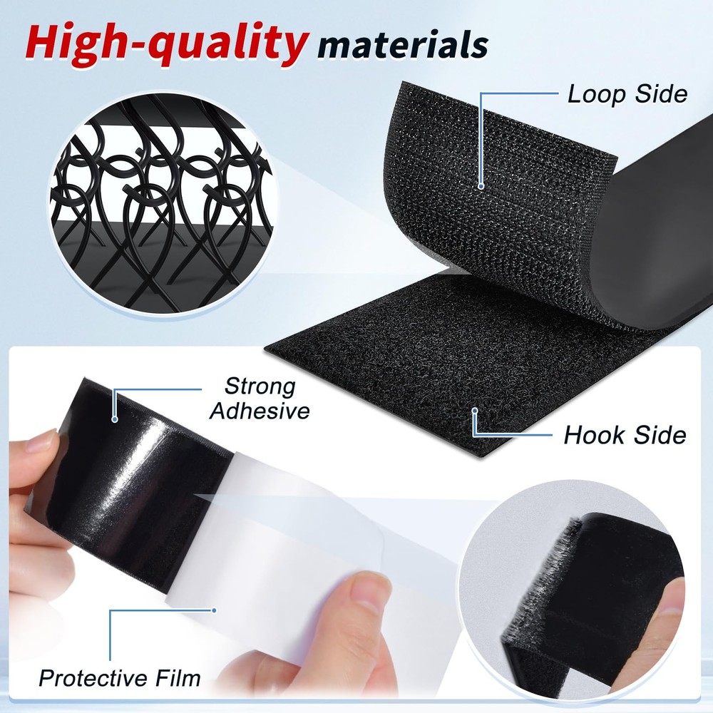 2 Inch x 15Ft Hook and Loop Strips with Adhesive, Double Sided Self Adhesive,...