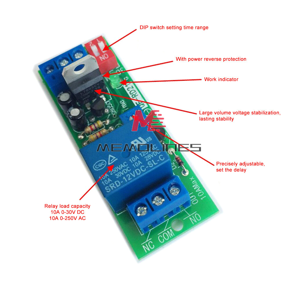DC 5V 12V 24V Adjustable Time Delay Timing Timer Relay Switch Turn ON/OFF Module