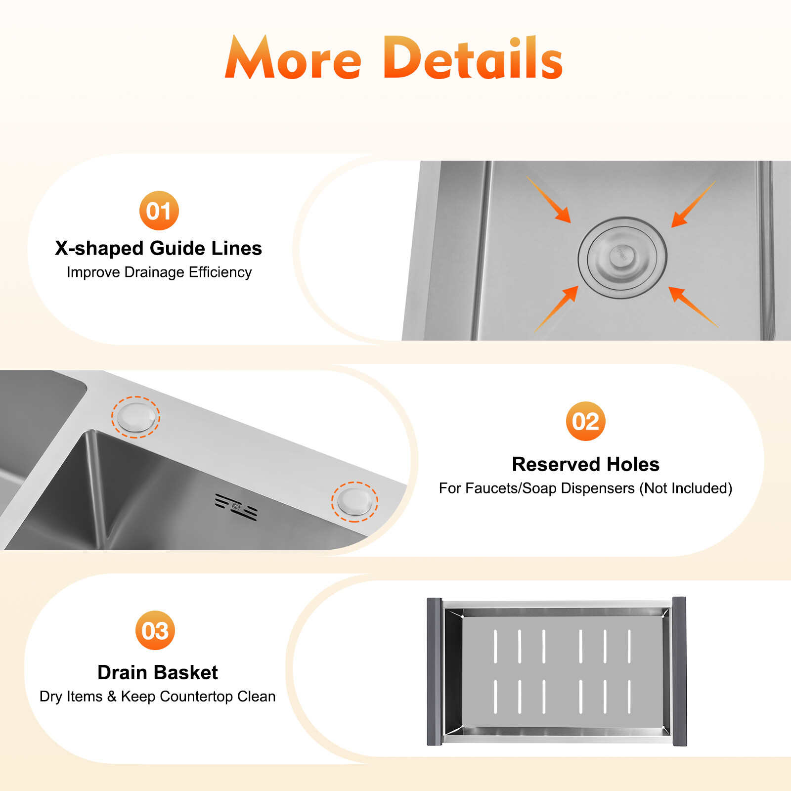 Stainless Steel Kitchen Sink Double Bowl Kitchen Sink with Drain Basket