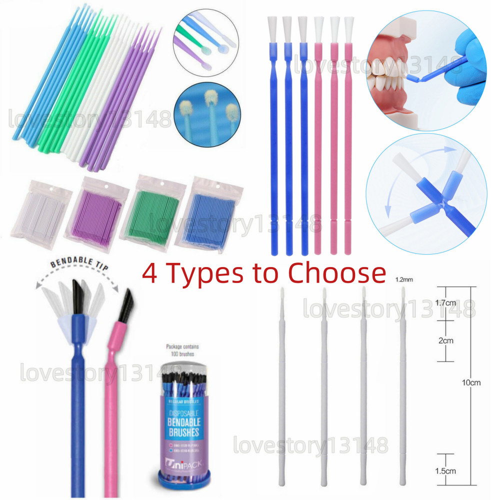 Dental Disposable Bendable Micro Brush Applicator/Long Type/Taper Brush 100Pcs