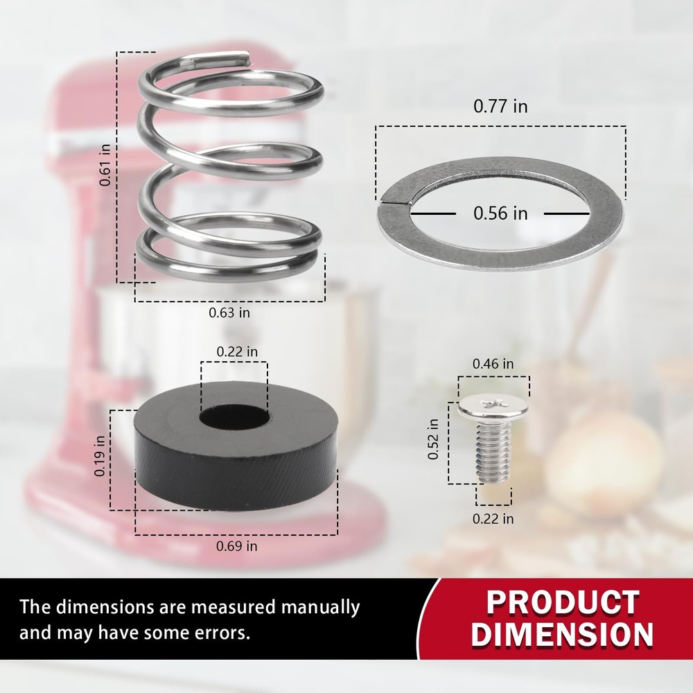 Spring and Washer Replacement for KitchenAid Mixers - Standard, Silver