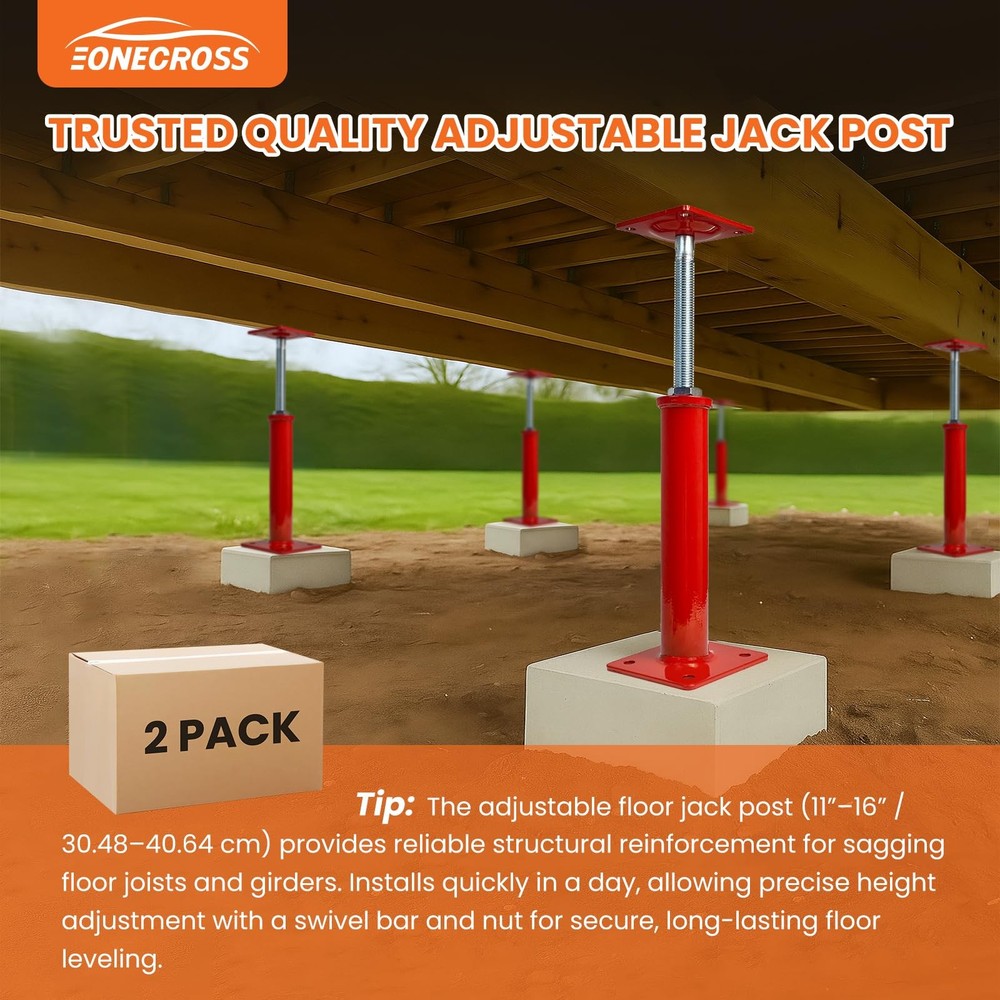 2 Pack Adjustable Jack Post, 11"-16" Stabilizing Jacks for RV & Trailer, Temp...