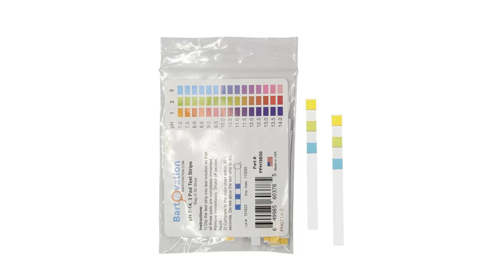 pH 7-14 Basic 3-Pad Test Strips [Bag of 50 Strips]