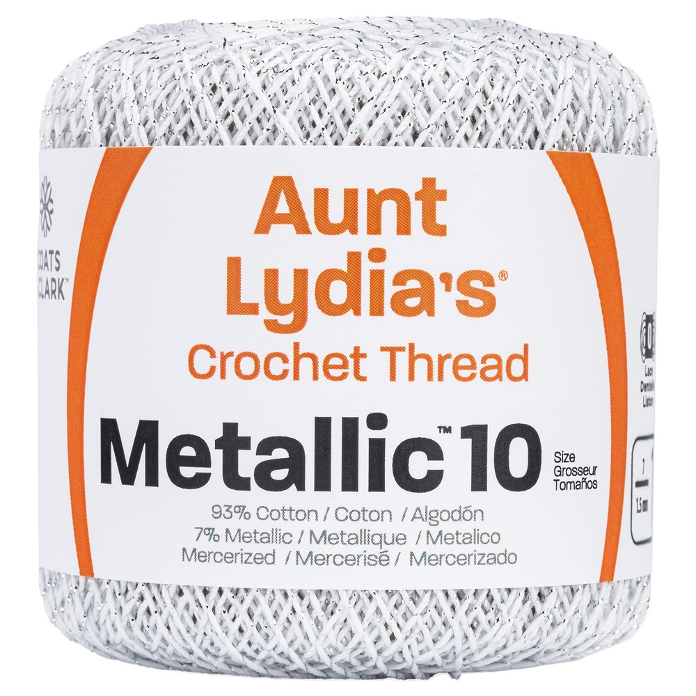 Metallic Crochet Thread 10 White/Silver
