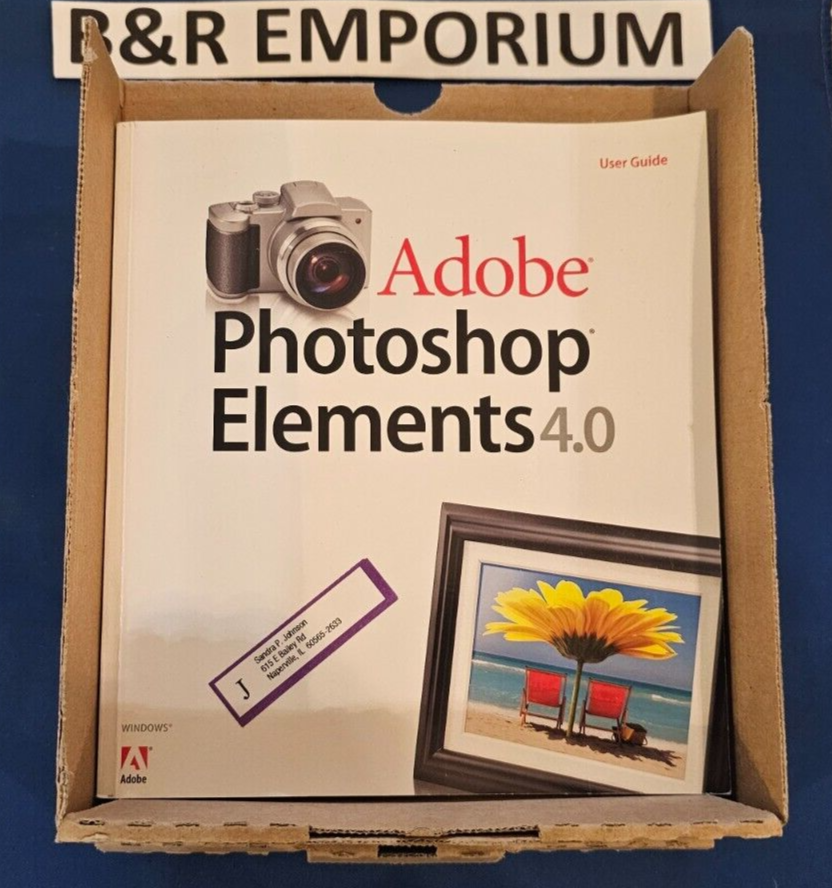 Adobe Photoshop Elements 4.0 (2005 Adobe Systems) - Used CD-ROM + 206-page book