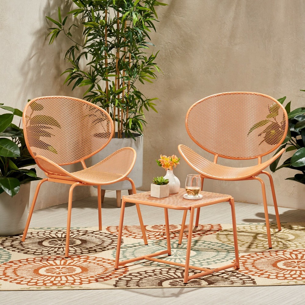 Outdoor Modern Iron Mesh 2 Seater Chat Set