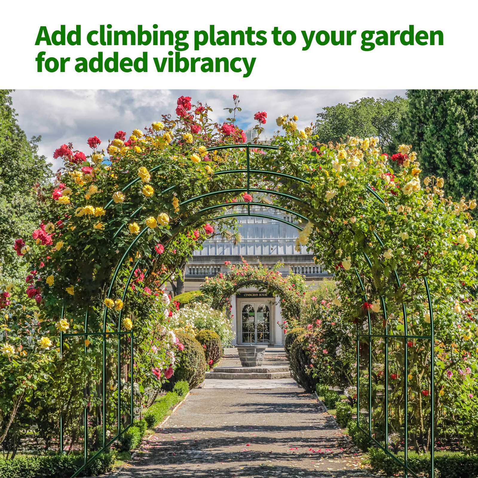 13x7x7.2 ft Steel Garden Arch Rose Arbor Climbing Plant Grape Support Frame Yard