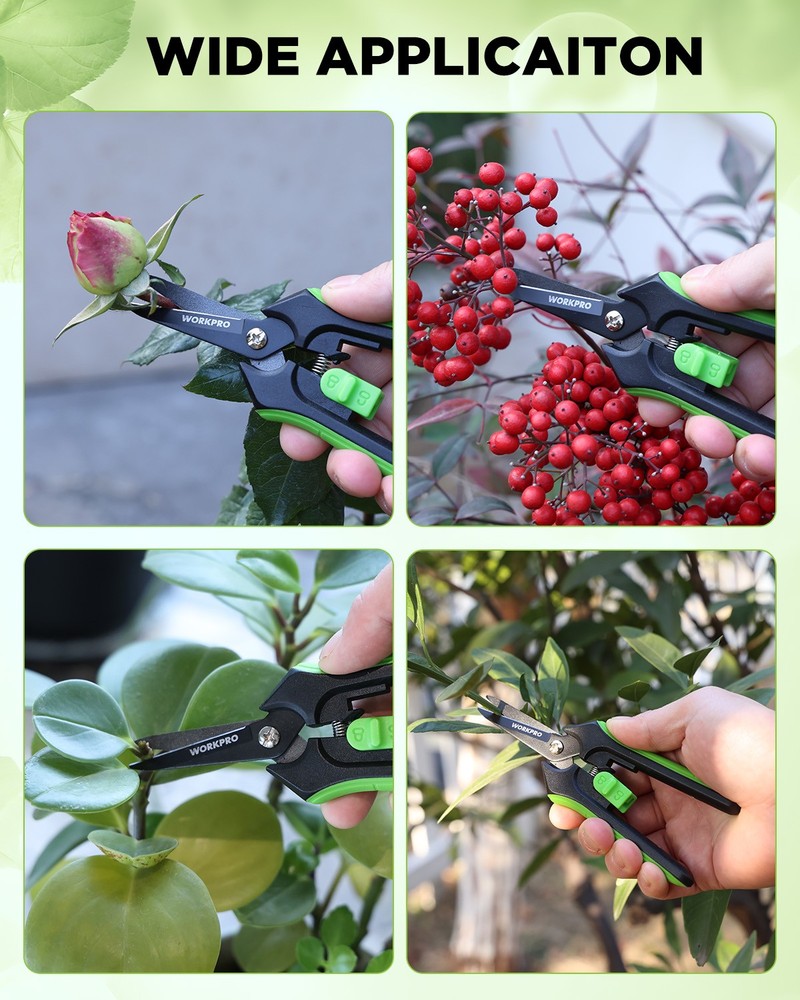 WORKPRO 6-Inch Pruning Shears Sharp Gardening Scissors for Precise Cuts Steel