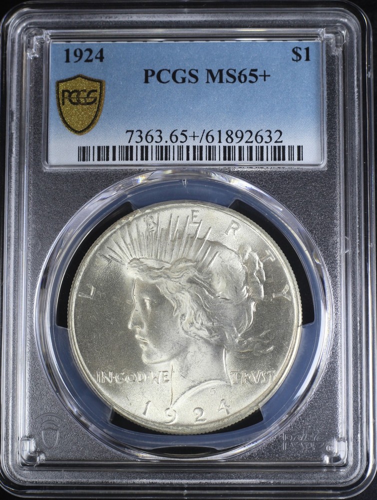 1924 PEACE DOLLAR $1 PCGS MS65+ (PQ221)