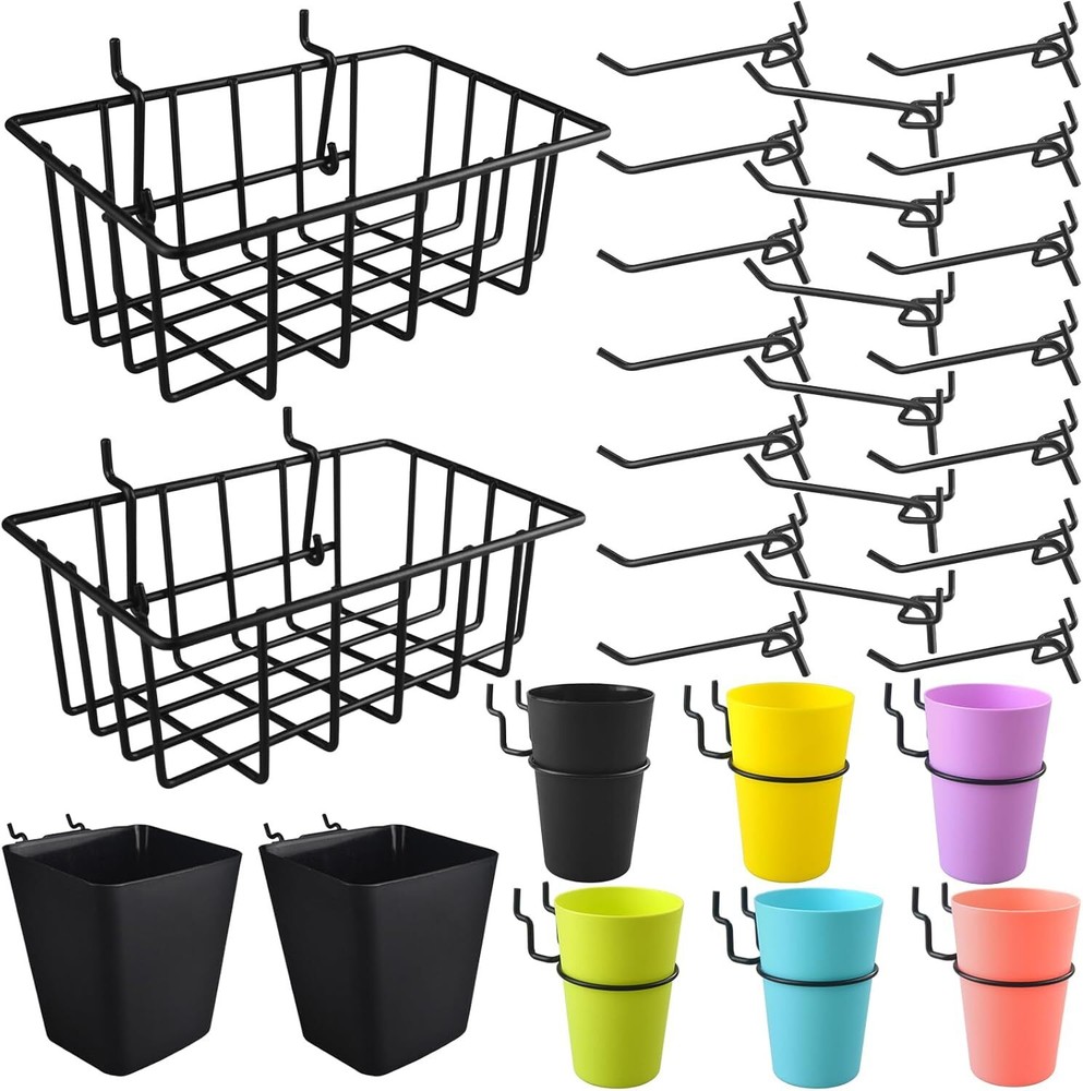 Pegboard Bins Baskets Organizer with Peg Board Hooks 30PC Peg Organizer Kit