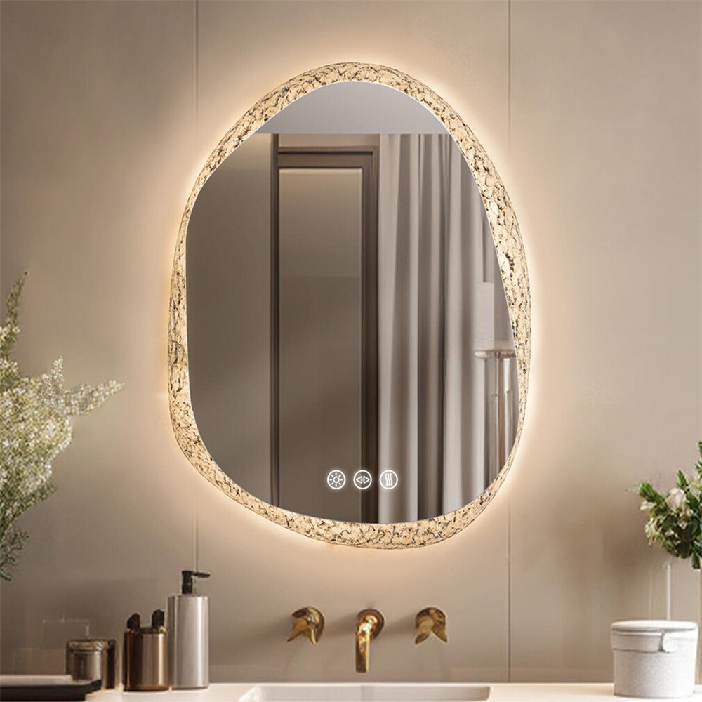 Irregular LED Bathroom Pebble Design LED Clear Backlit Illuminated Vanity Mirror