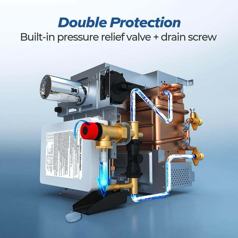 15x18"Door RV Tankless Water Heater 48,000BTU 2.5GPM Propane Gas for 6 Gallon